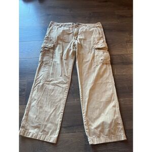 Iron Co Mens Khaki Cargo Pants 38x30 Cotton Canvas Straight Leg Tan Utility Work